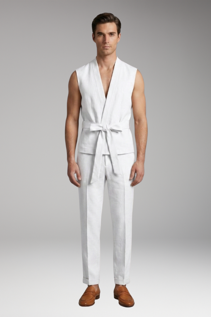 Men's Sleeveless Top and Drawstring Trousers Set