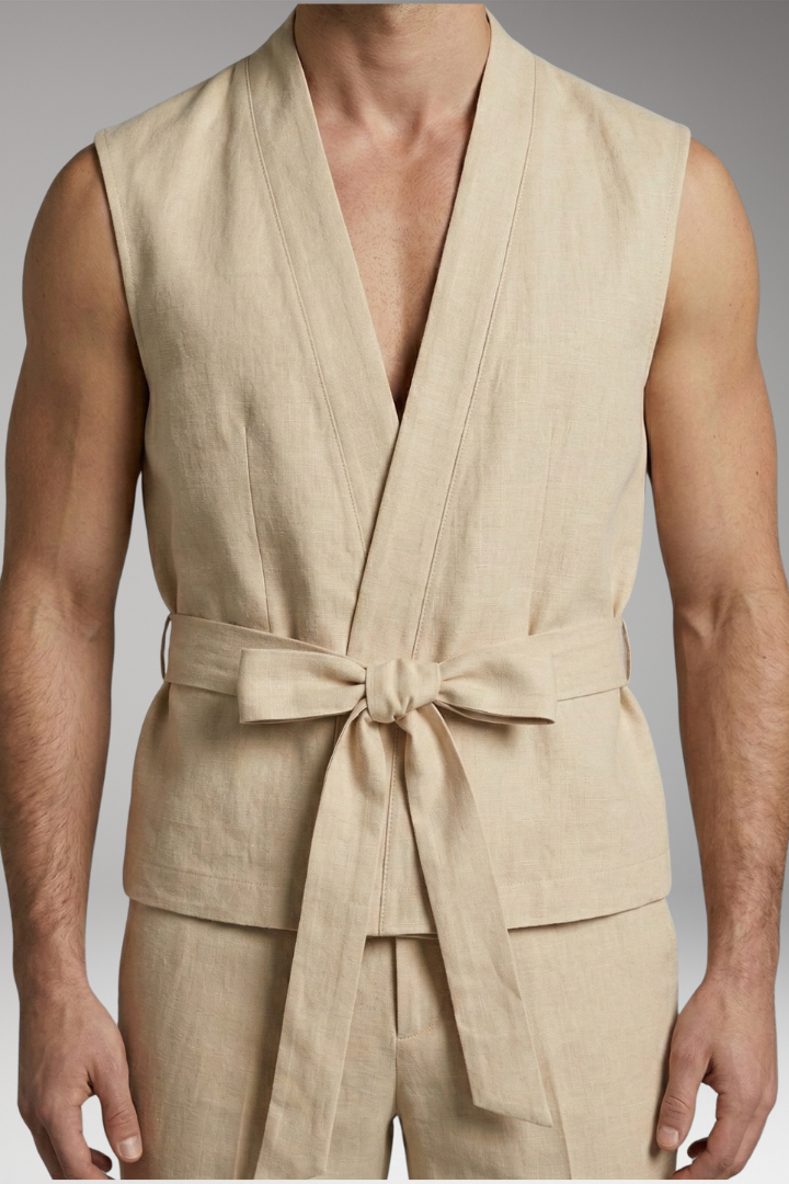 Men's Sleeveless Top and Drawstring Trousers Set