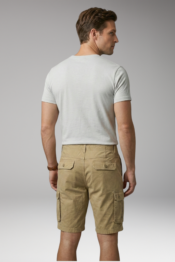 Men's Summer Cargo Shorts with Button Fastening and Side Pockets