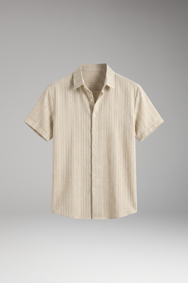 Men's Summer Shirt with Striped Design and Button Placket