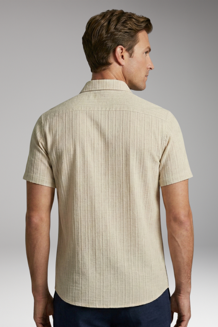 Men's Summer Shirt with Striped Design and Button Placket