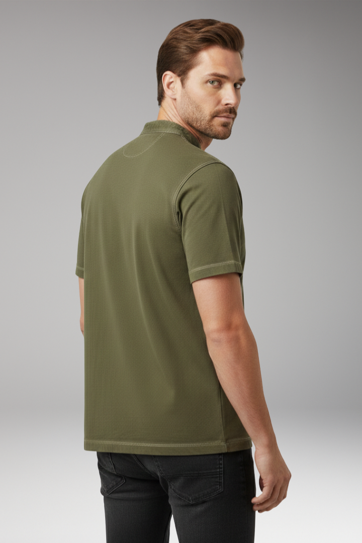 Men's T-shirt with Henley Neckline and Chest Pocket