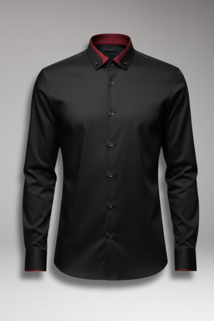Men's Long-Sleeve Shirt with Collar and Buttons