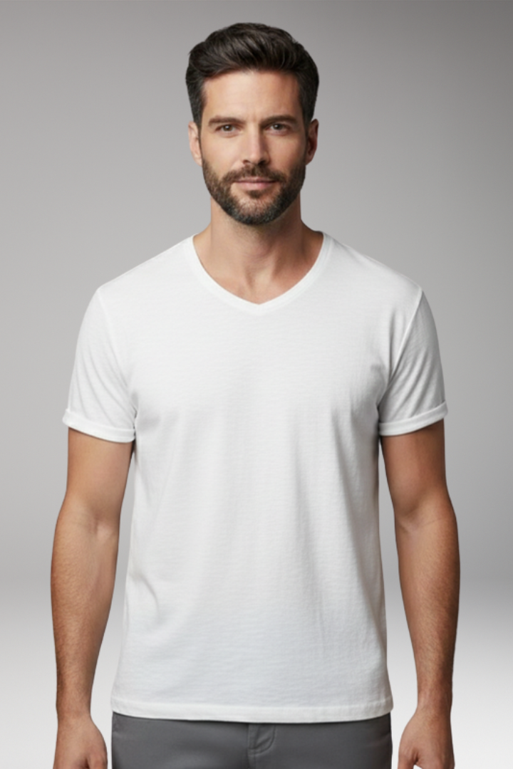 Men's T'Shirt with V'Neck and Short Sleeves