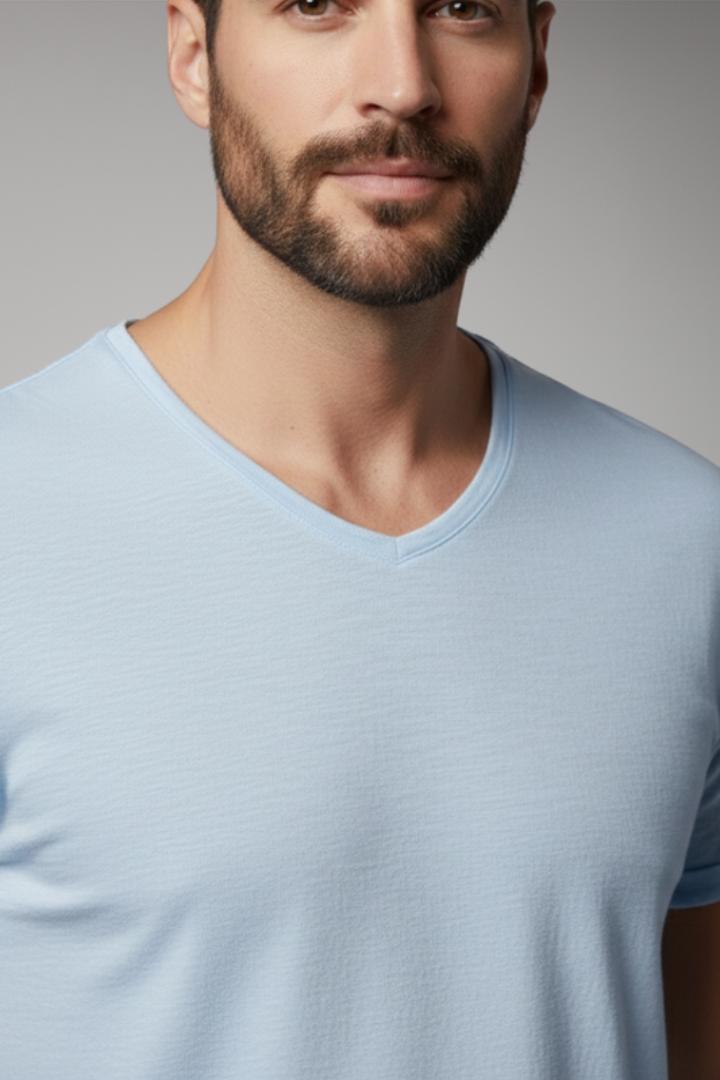 Men's T'Shirt with V'Neck and Short Sleeves