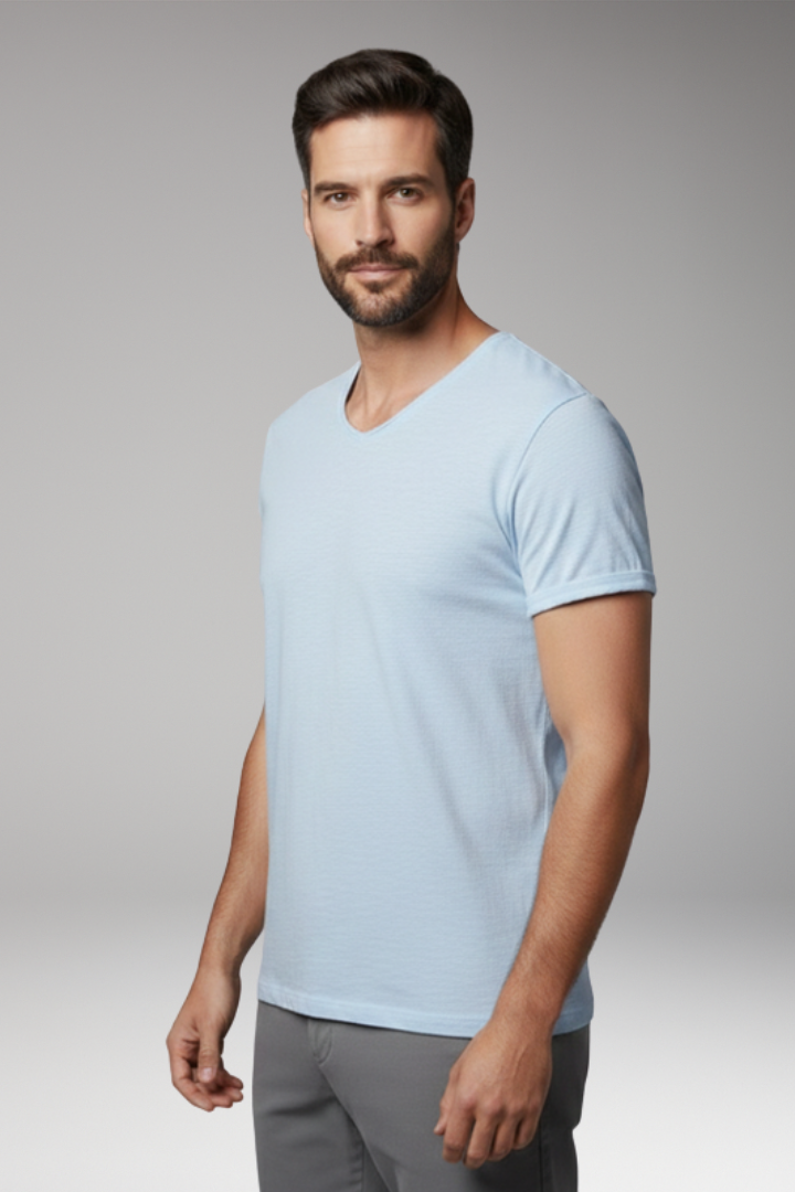 Men's T'Shirt with V'Neck and Short Sleeves