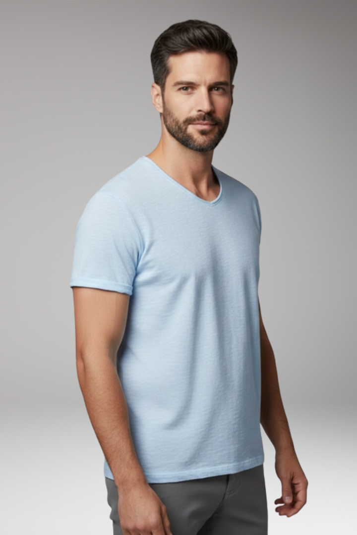 Men's T'Shirt with V'Neck and Short Sleeves