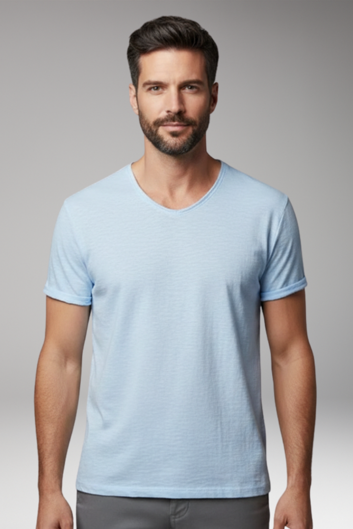 Men's T'Shirt with V'Neck and Short Sleeves