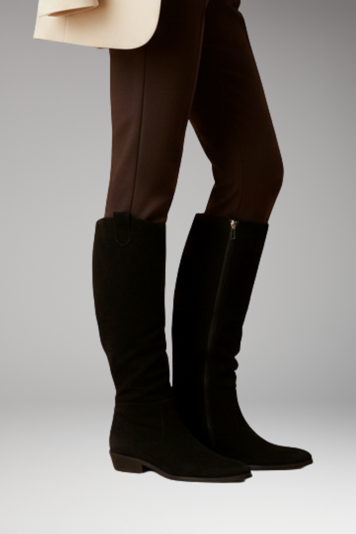 Women’s Knee-High Boots with Side Zipper and Block Heel