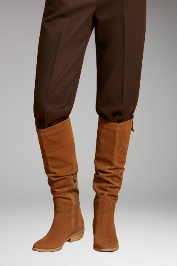 Women’s Knee-High Boots with Side Zipper and Block Heel