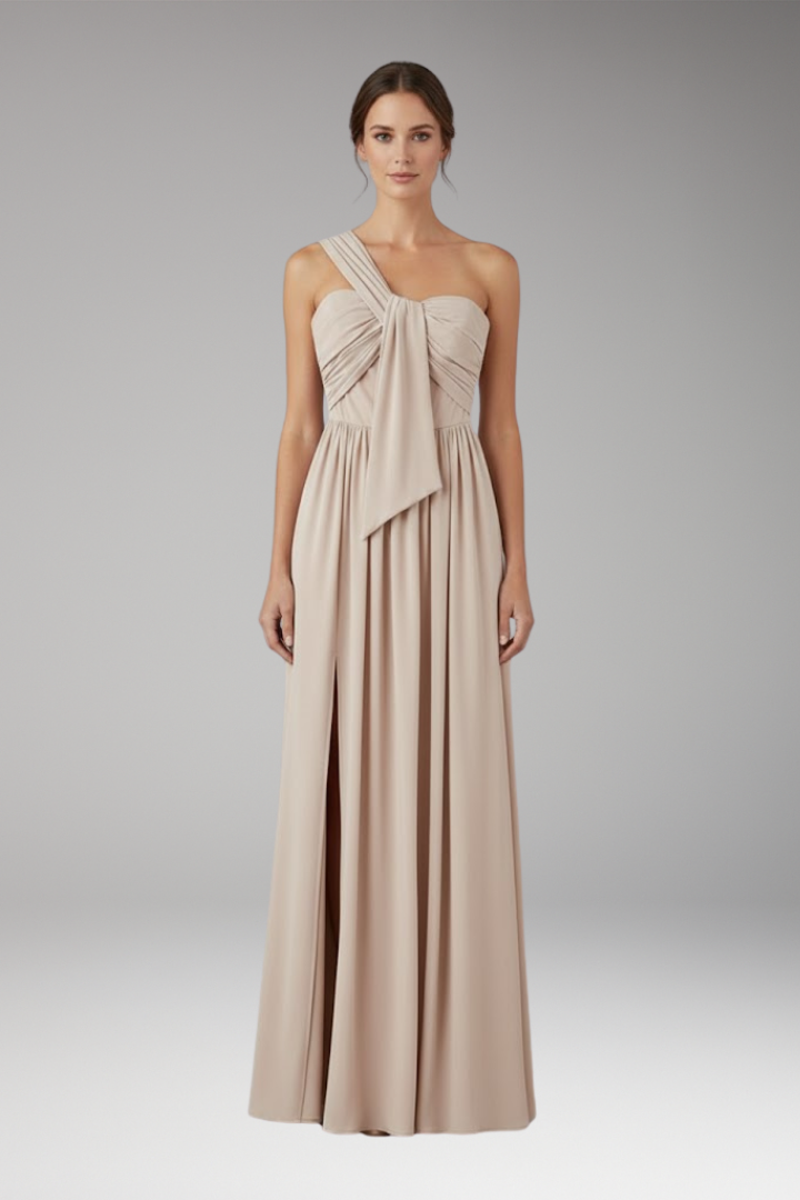 Women's Asymmetrical One-Shoulder Solid Color Dress