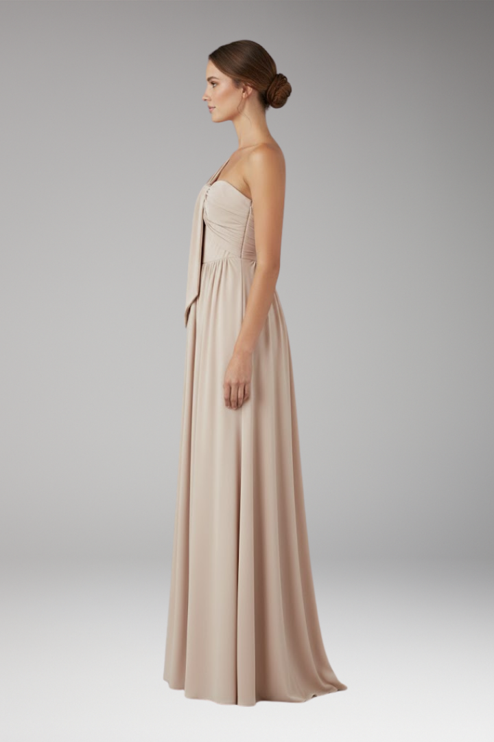 Women's Asymmetrical One-Shoulder Solid Color Dress