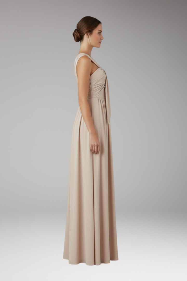 Women's Asymmetrical One-Shoulder Solid Color Dress