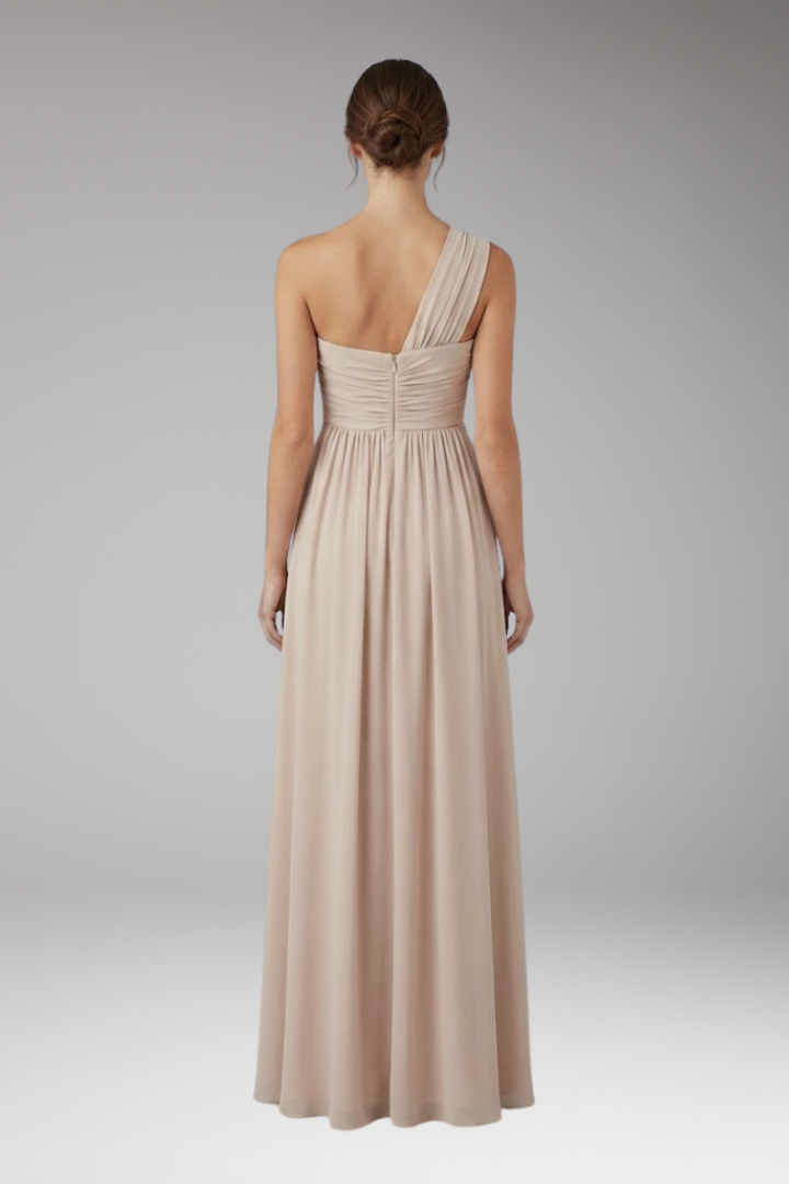 Women's Asymmetrical One-Shoulder Solid Color Dress