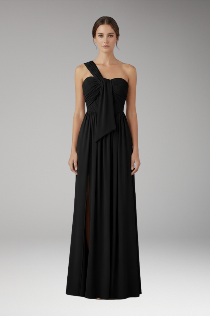 Women's Asymmetrical One-Shoulder Solid Color Dress