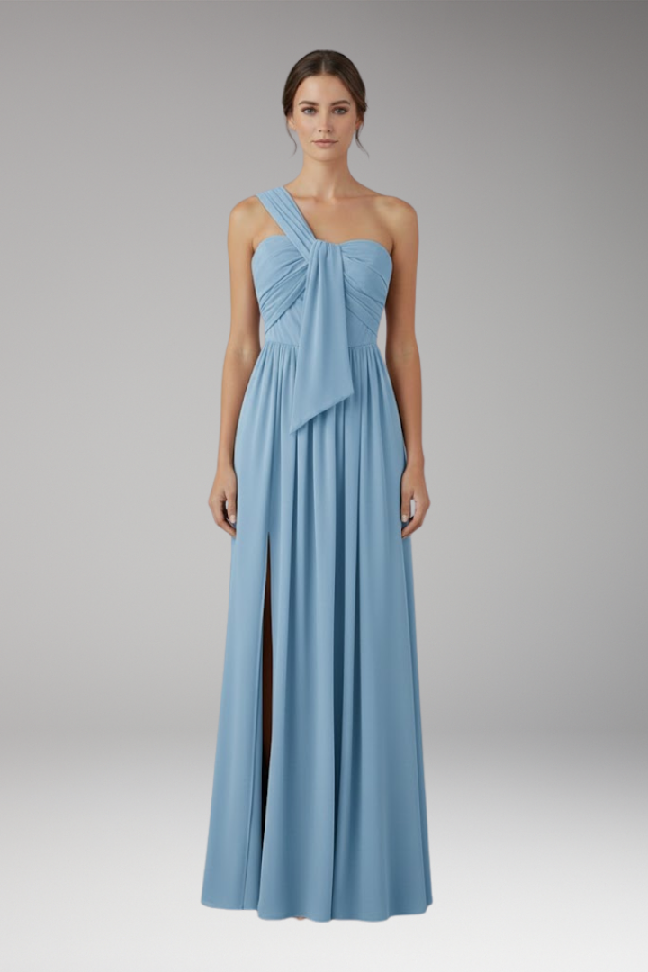 Women's Asymmetrical One-Shoulder Solid Color Dress