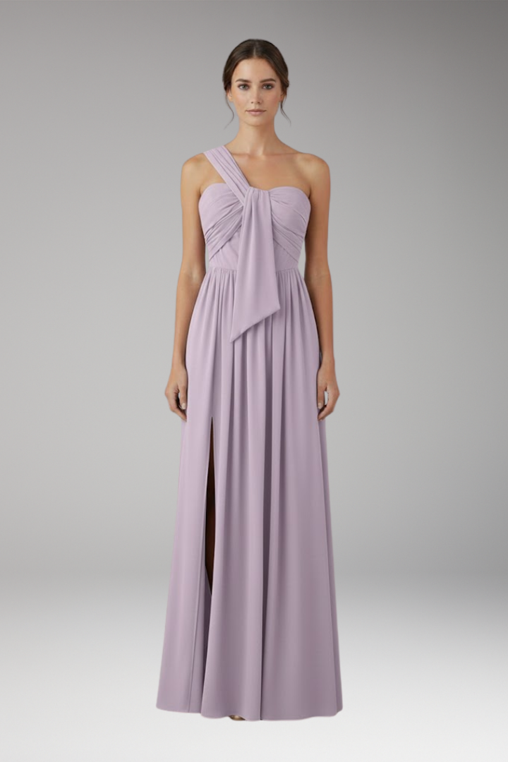 Women's Asymmetrical One-Shoulder Solid Color Dress