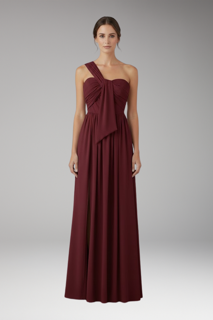 Women's Asymmetrical One-Shoulder Solid Color Dress