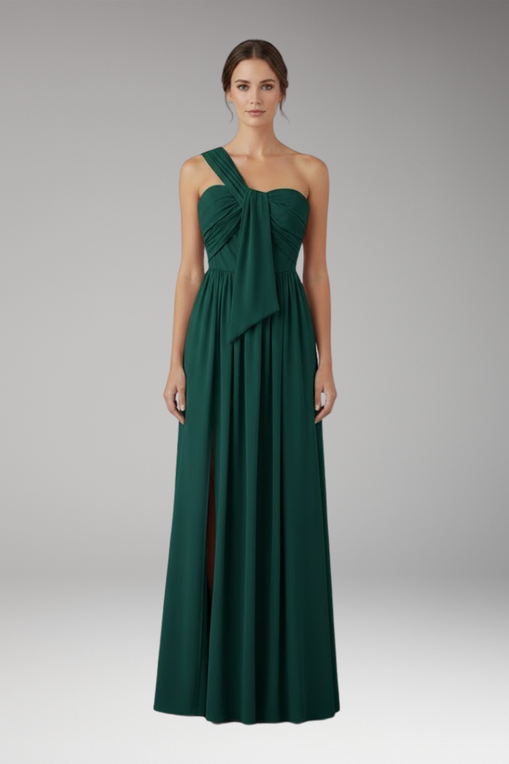 Women's Asymmetrical One-Shoulder Solid Color Dress