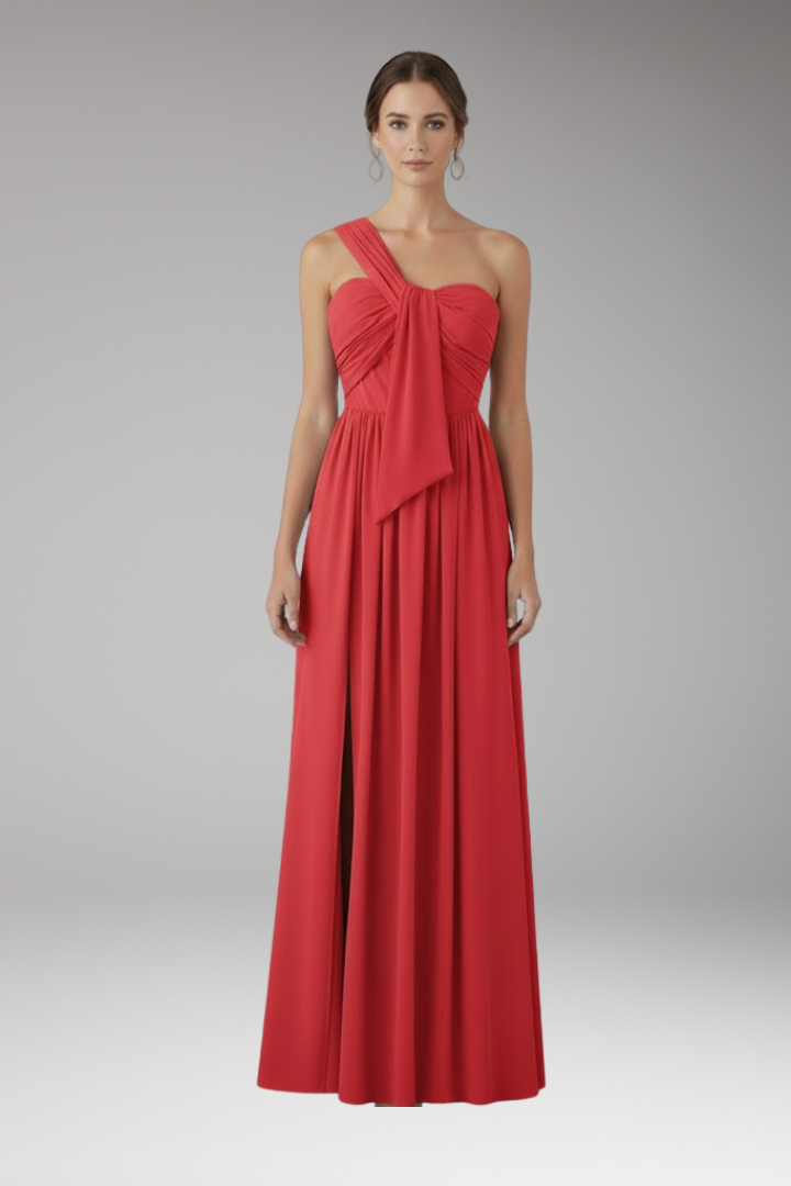 Women's Asymmetrical One-Shoulder Solid Color Dress