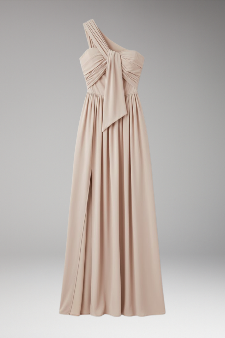 Women's Asymmetrical One-Shoulder Solid Color Dress