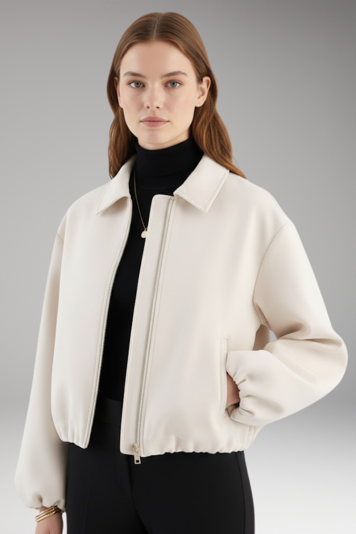Women's Autumn Jacket with Lapel and Long Sleeves