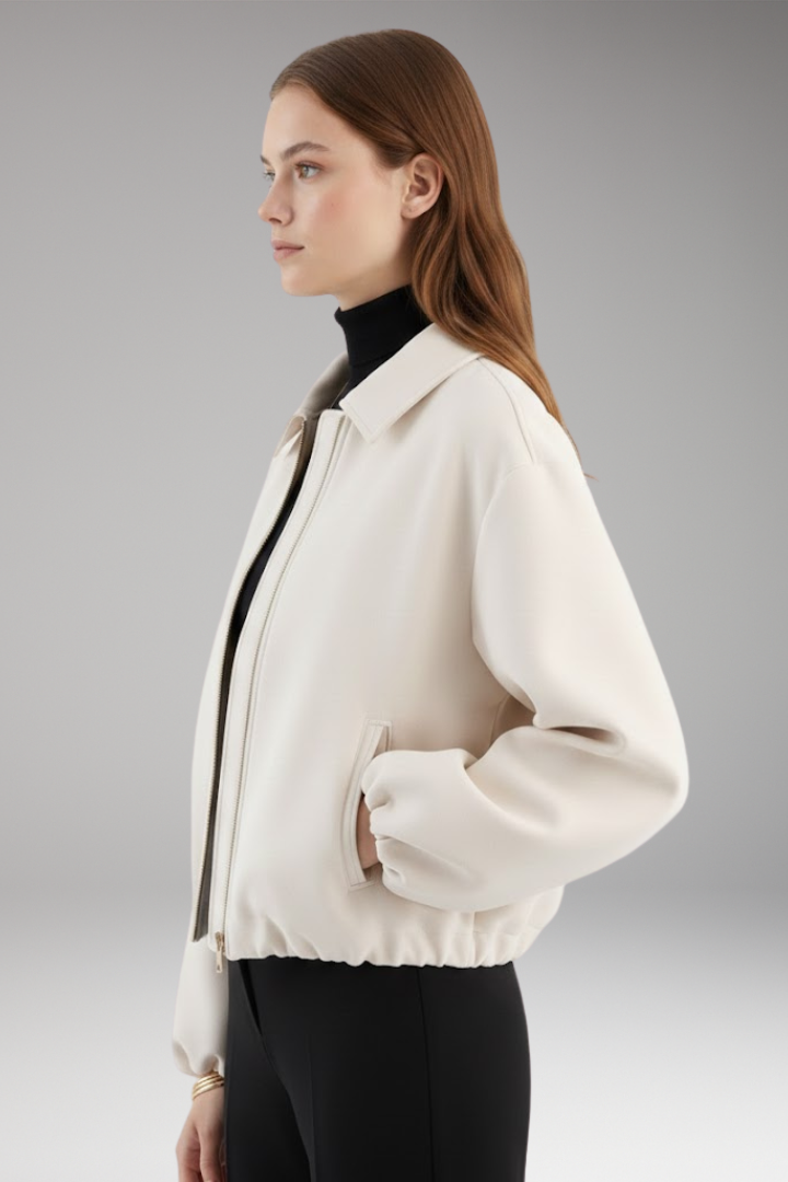 Women's Autumn Jacket with Lapel and Long Sleeves