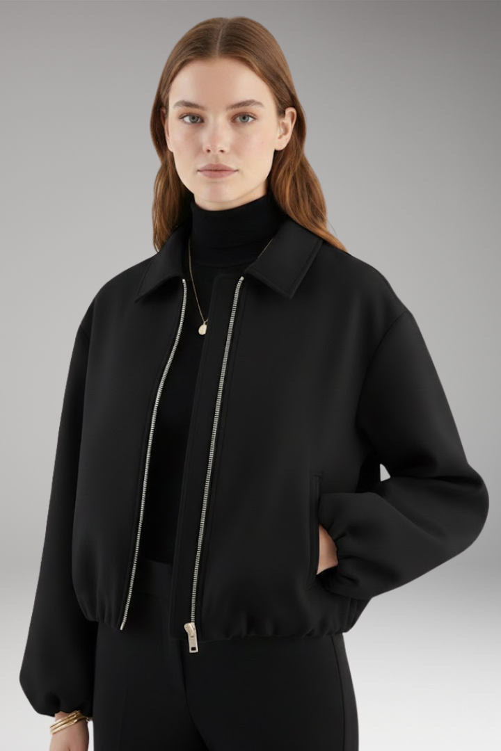 Women's Autumn Jacket with Lapel and Long Sleeves