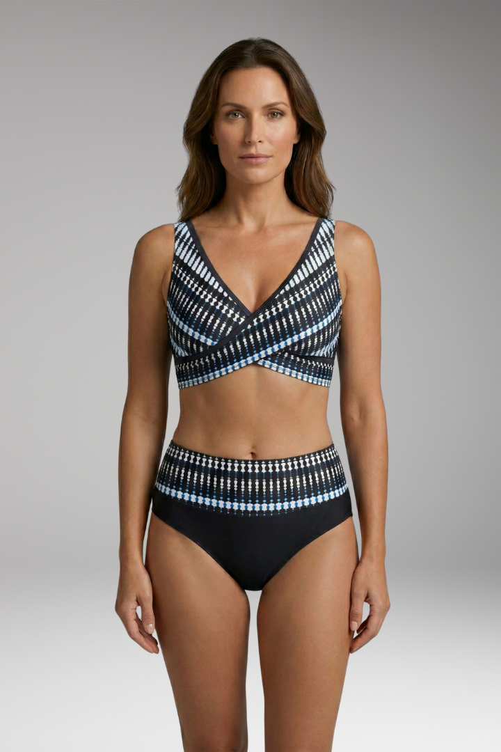 Women's Bikini Set with Wrap-Style Top and High-Waisted Bottom