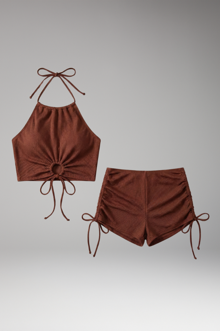 Women's Bikini with Halter Neck and Tie-Front Top