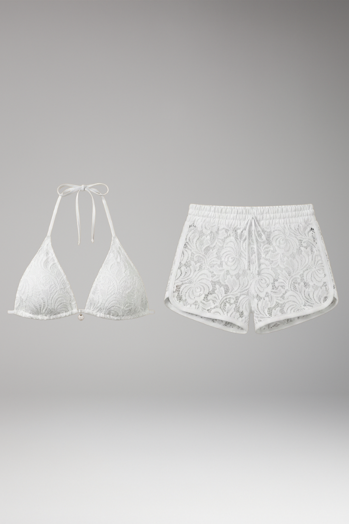 Women's Bikini with Lace Shorts and Halter Neck Top