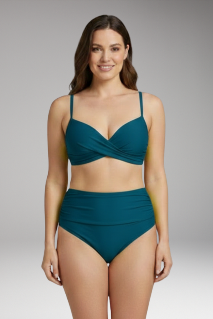 Women's Bikini with Push-Up Support and Criss-Cross Top Design