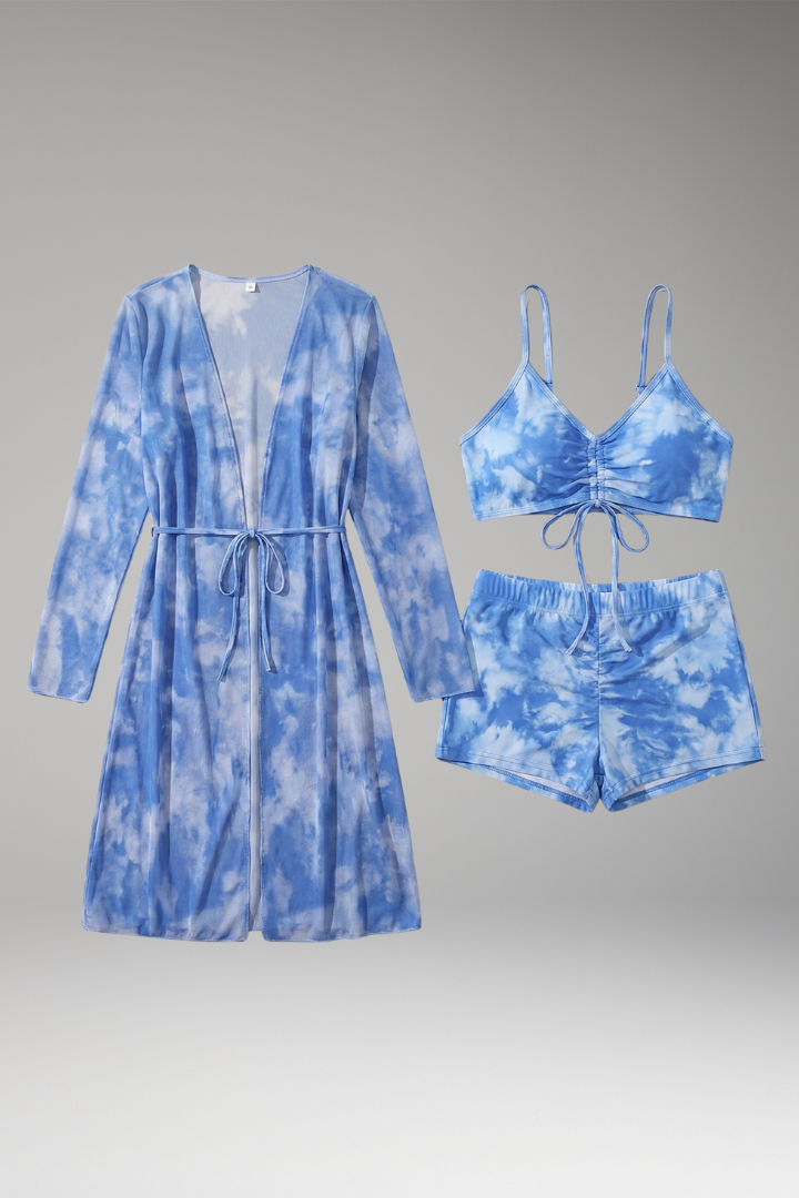 Women's Bikini with V-Neck Top Tie-Front and High-Waisted Bottoms