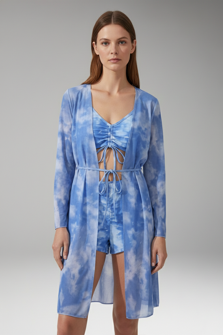 Women's Bikini with V-Neck Top Tie-Front and High-Waisted Bottoms