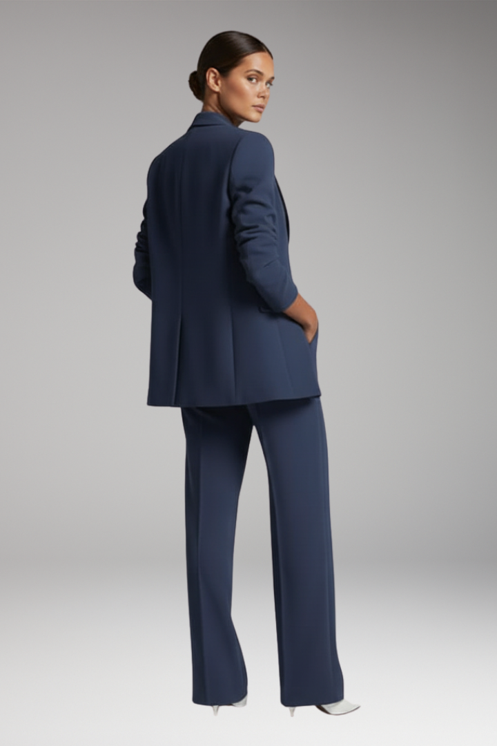 Women’s Blazer Suit with Lapel Blazer and Straight-Leg Trousers