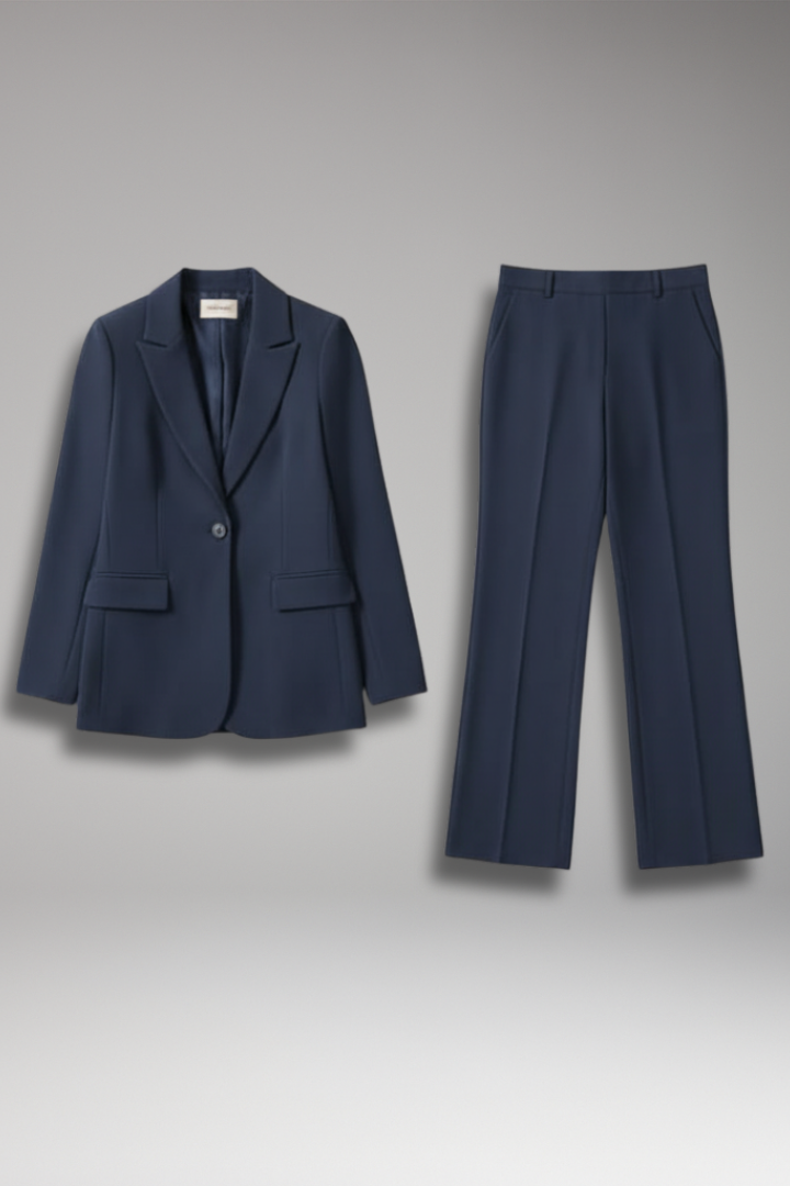 Women’s Blazer Suit with Lapel Blazer and Straight-Leg Trousers