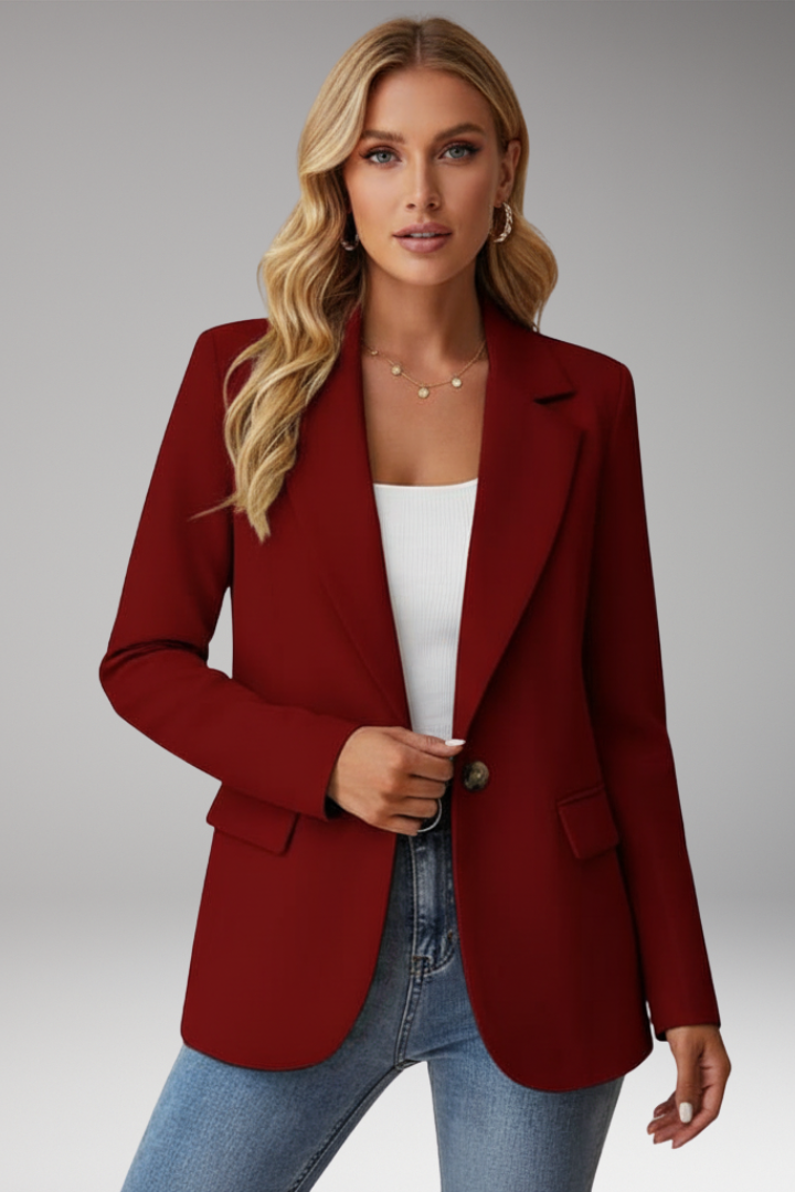 Women’s Blazer with Lapel Collar and Single Button