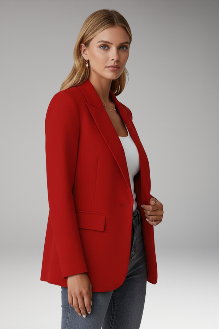Women’s Blazer with Lapel Collar and Single Button