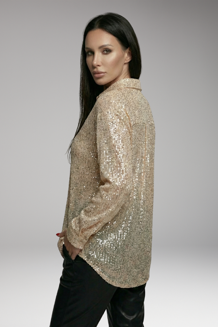 Women's Blouse with Button Front and Long Sleeves