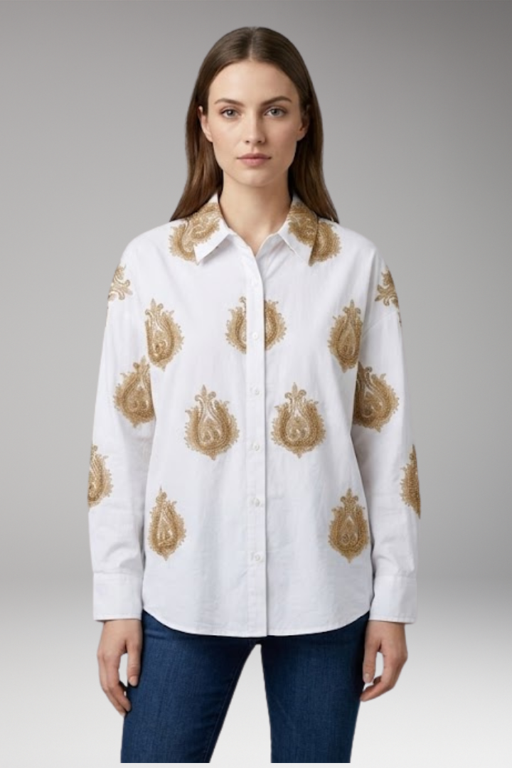 Women's Blouse with Collar and Button Front