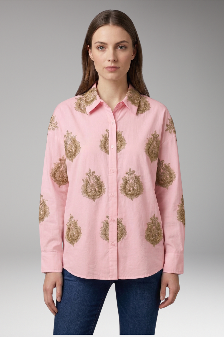 Women's Blouse with Collar and Button Front