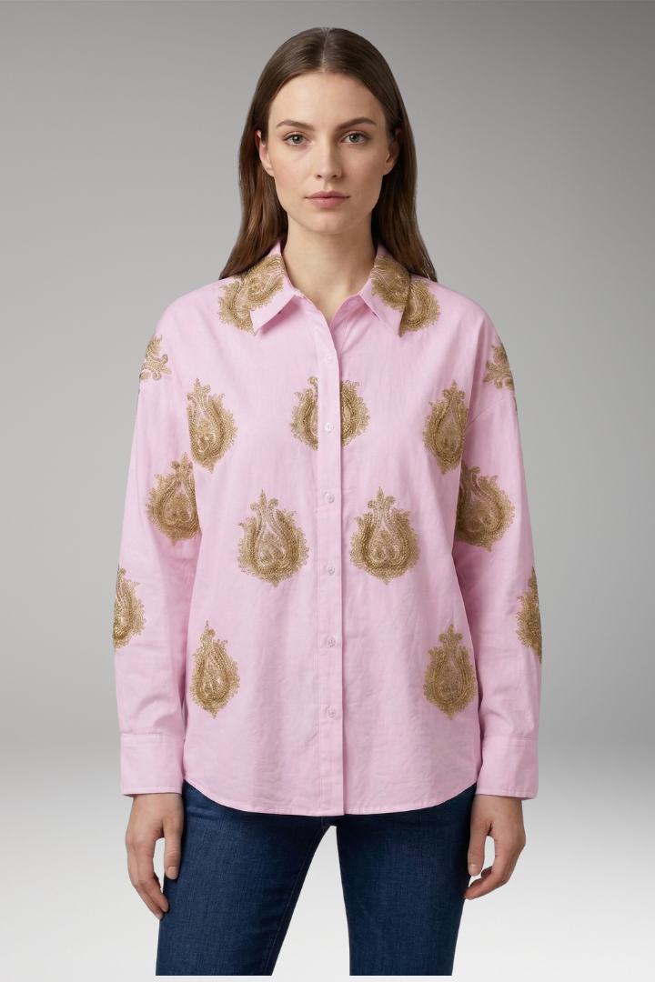 Women's Blouse with Collar and Button Front