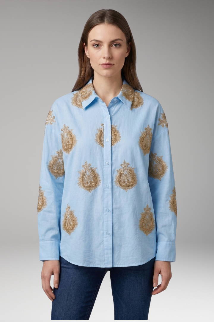 Women's Blouse with Collar and Button Front