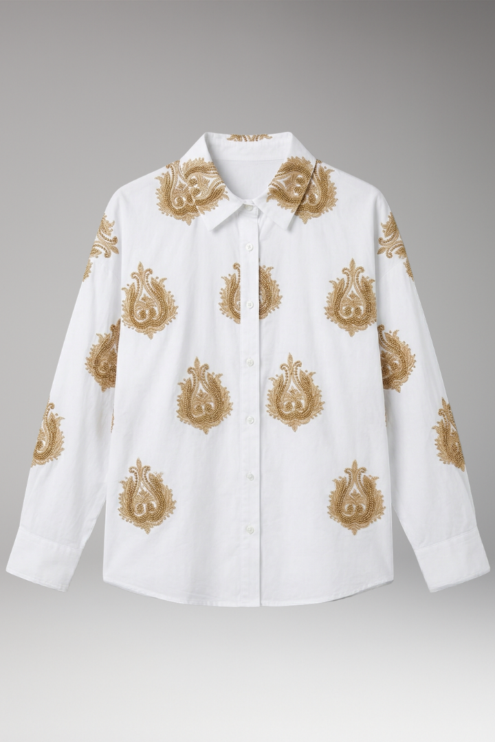 Women's Blouse with Collar and Button Front