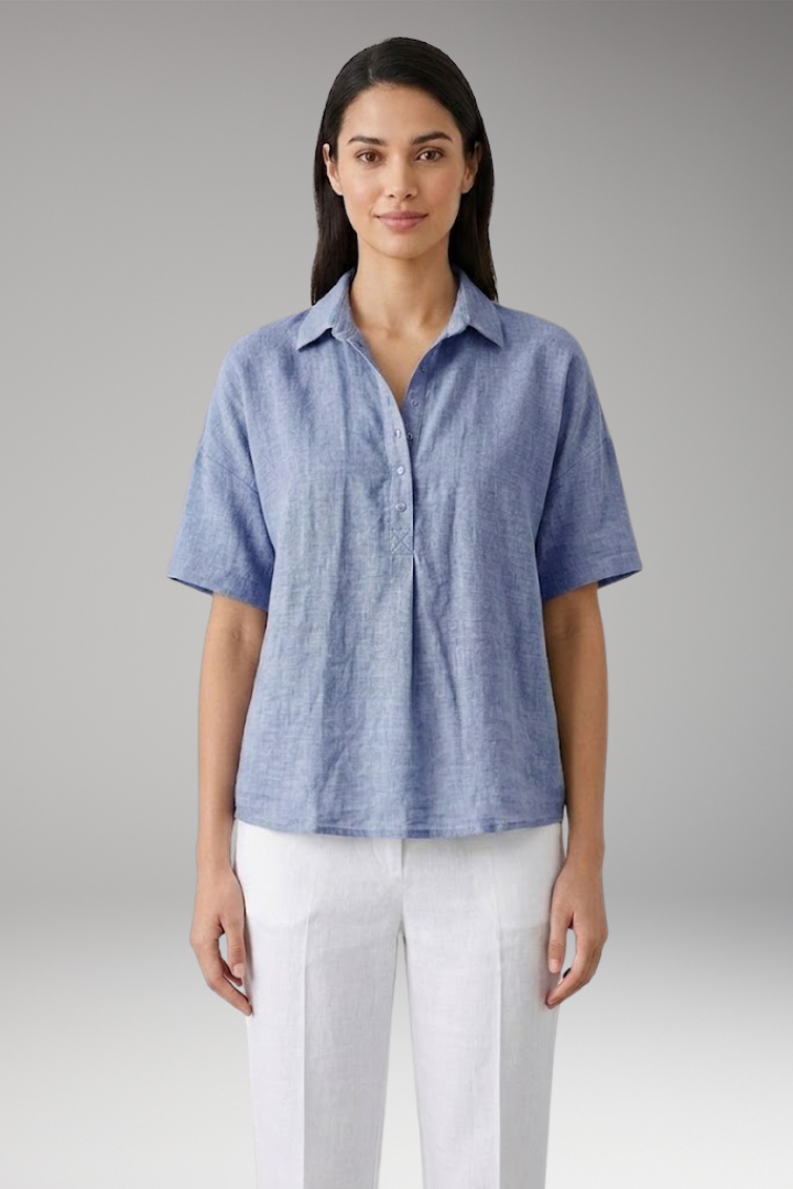 Women's Blouse with Collar and Button Placket for Comfortable Everyday Wear