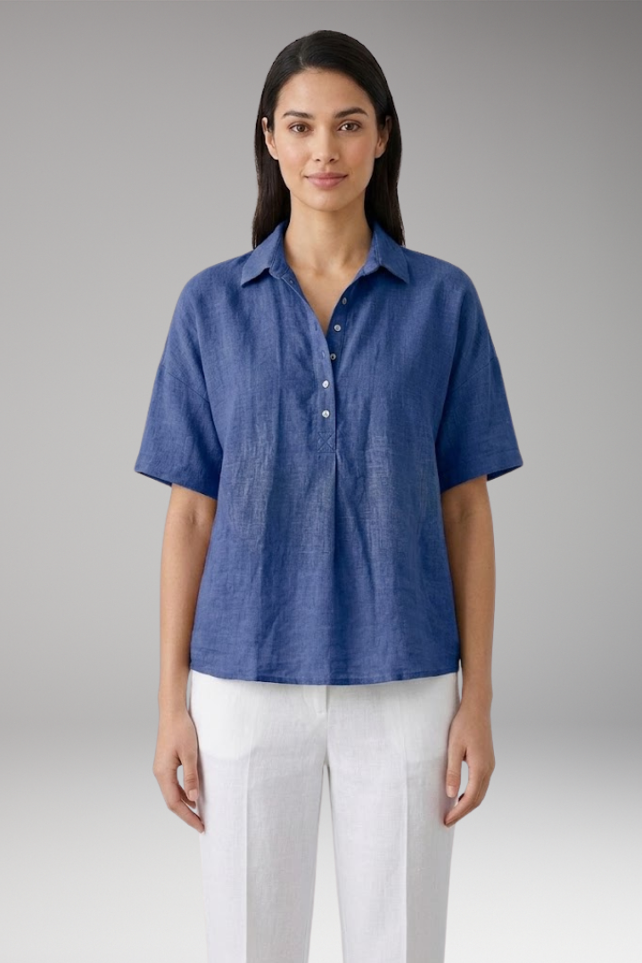 Women's Blouse with Collar and Button Placket for Comfortable Everyday Wear