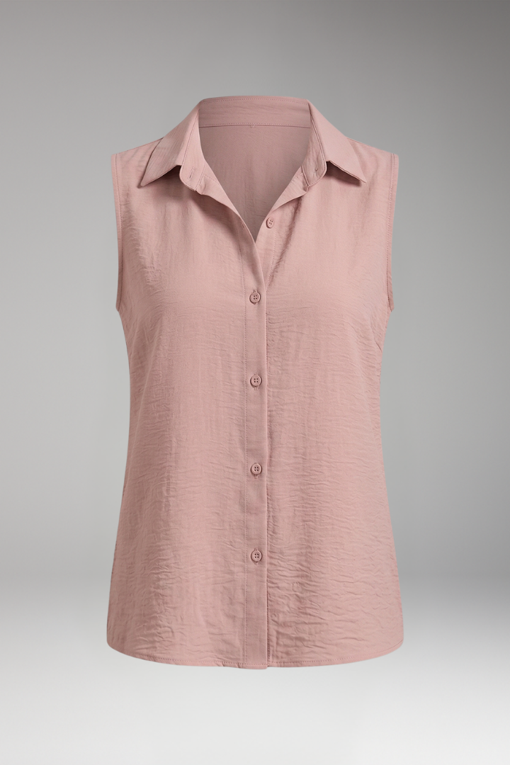 Women's Blouse with Collar and Sleeveless Cut