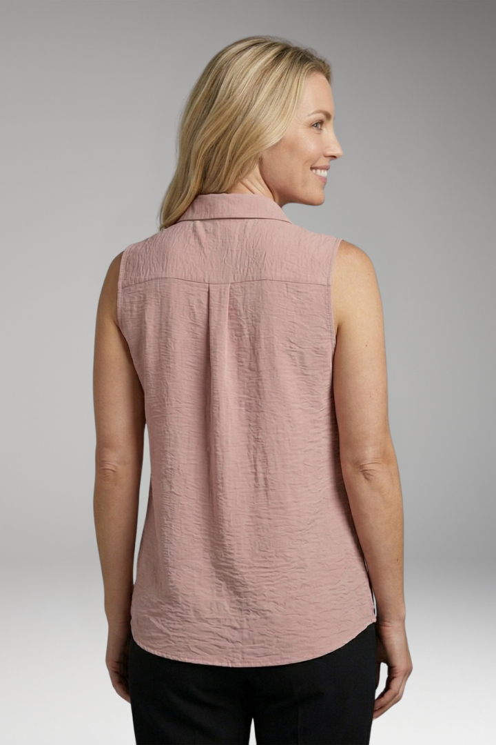Women's Blouse with Collar and Sleeveless Cut