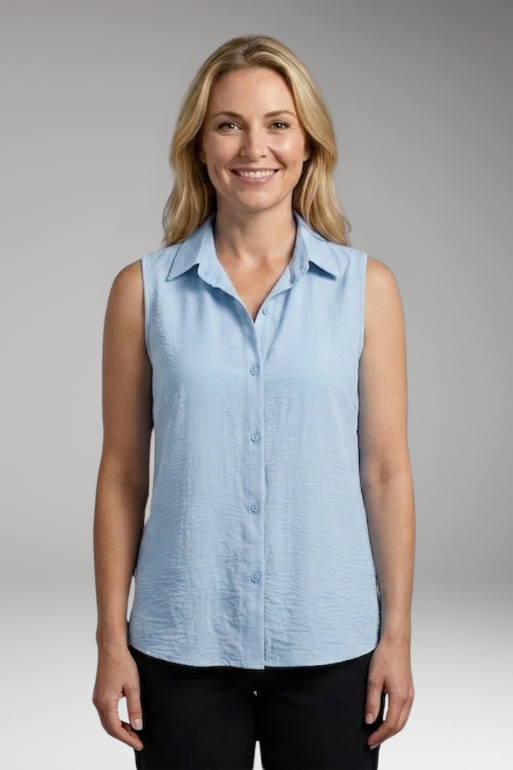 Women's Blouse with Collar and Sleeveless Cut