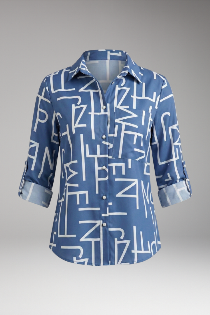 Women's Blouse with Collared Neckline and Long Sleeves